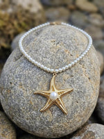 Gold Star Pearl Wedding Necklace