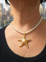 Gold Star Pearl Wedding Necklace