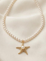 Gold Star Pearl Wedding Necklace
