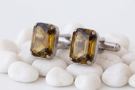 Brown Chocolate Crystal Cufflinks