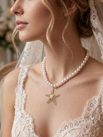 Gold Star Pearl Wedding Necklace
