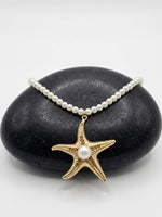 Gold Star Pearl Wedding Necklace