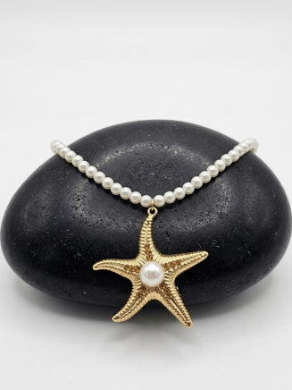 Gold Star Pearl Wedding Necklace