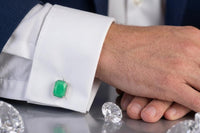 Green Mint Crystal Cufflinks – Gold, Silver, or Rose Gold – Wedding & Gift Accessory