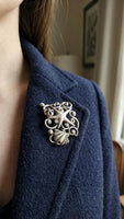 Silver Antique Filigree Brooch – Art Deco Crystal Pin