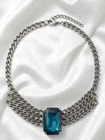 Turquoise Crystal Layered Choker Necklace