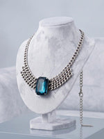 Turquoise Crystal Layered Choker Necklace