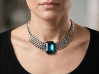 Turquoise Crystal Layered Choker Necklace