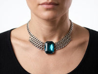 Turquoise Crystal Layered Choker Necklace