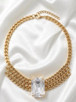 Chunky Crystal Bridal Necklace – Gold Statement Choker
