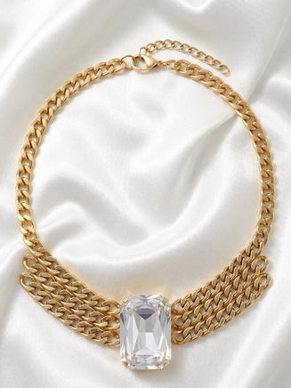 Chunky Crystal Bridal Necklace – Gold Statement Choker