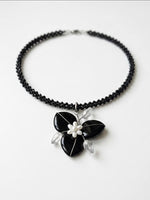 Black Onyx Heart Necklace with Pearls