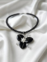 Black Onyx Heart Necklace with Pearls