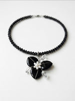 Black Onyx Heart Necklace with Pearls