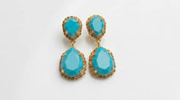 Turquoise & Brown Bridal Earrings – Statement Teardrop Jewelry
