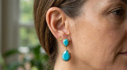 Turquoise & Brown Bridal Earrings – Statement Teardrop Jewelry