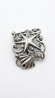 Silver Antique Filigree Brooch – Art Deco Crystal Pin