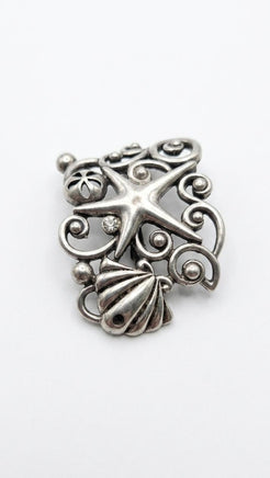 Silver Antique Filigree Brooch – Art Deco Crystal Pin