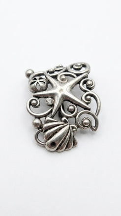 Silver Antique Filigree Brooch – Art Deco Crystal Pin