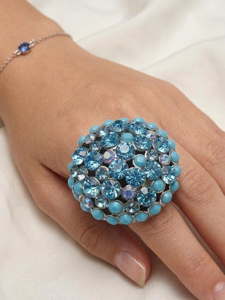 Turquoise Boho Crystal Ring