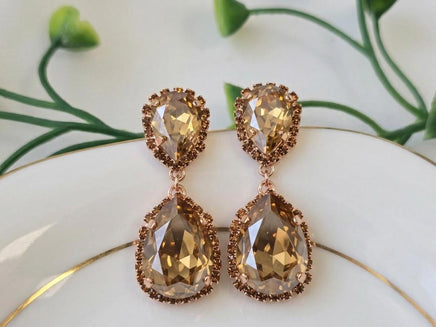 Smokey Quartz Crystals Chandelier Earrings