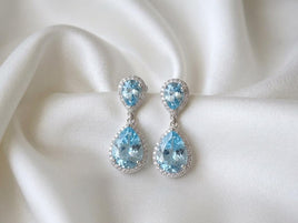 Aquamarine Chandelier Drop Earrings – Light Blue Bridal Jewelry