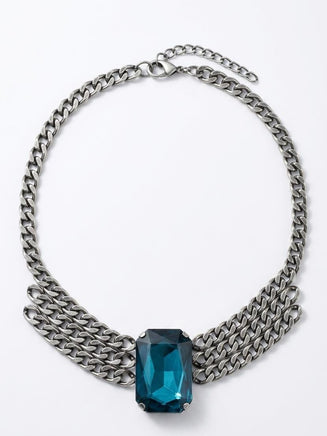 Turquoise Crystal Layered Choker Necklace