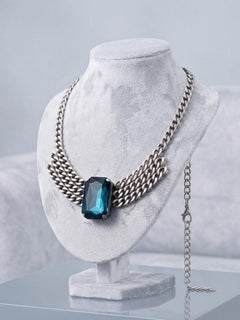 Turquoise Crystal Layered Choker Necklace