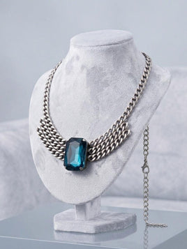 Turquoise Crystal Layered Choker Necklace
