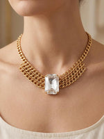 Chunky Crystal Bridal Necklace – Gold Statement Choker