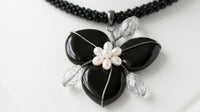 Black Onyx Heart Necklace with Pearls