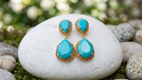 Turquoise & Brown Bridal Earrings – Statement Teardrop Jewelry