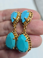 Turquoise & Brown Bridal Earrings – Statement Teardrop Jewelry