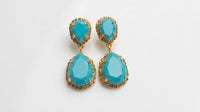 Turquoise & Brown Bridal Earrings – Statement Teardrop Jewelry