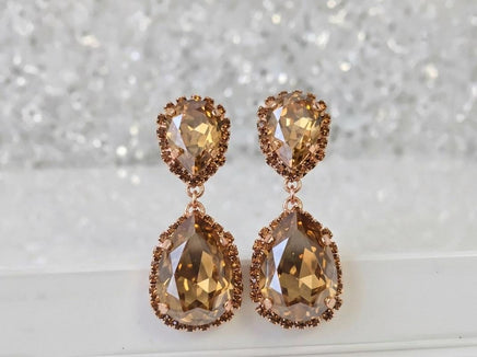 Smokey Quartz Crystals Chandelier Earrings