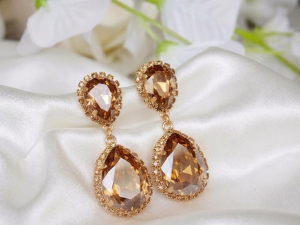 Smokey Quartz Crystals Chandelier Earrings