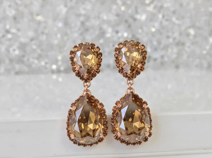 Smokey Quartz Crystals Chandelier Earrings