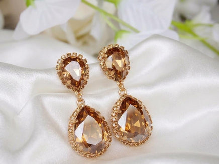 Smokey Quartz Crystals Chandelier Earrings
