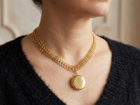 Gold Plated Circle Locket Necklace