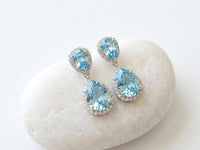 Aquamarine Chandelier Drop Earrings – Light Blue Bridal Jewelry