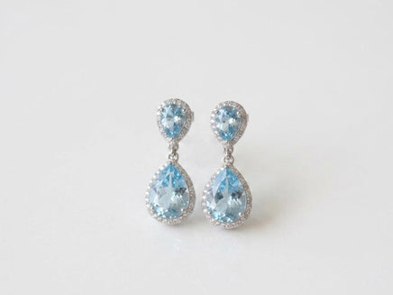 Aquamarine Chandelier Drop Earrings – Light Blue Bridal Jewelry