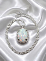 White Opal Gold Necklace & Opal Stud Earrings