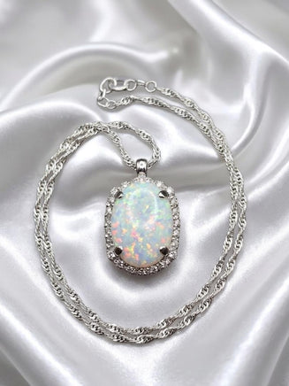 White Opal Gold Necklace & Opal Stud Earrings