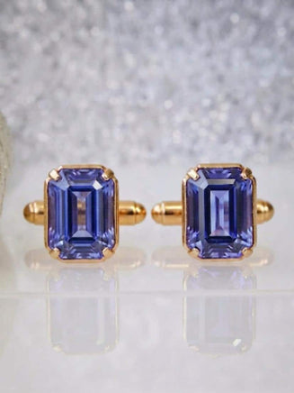 Light Purple Tanzanite Crystal Cufflinks