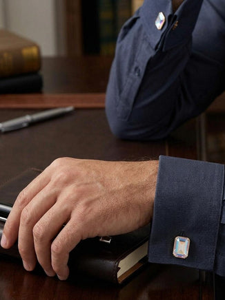 Vibrant AB Crystal Cufflinks – Elegant Gift for Weddings & Special Occasions