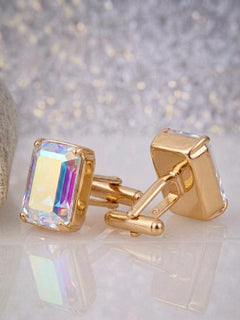 Vibrant AB Crystal Cufflinks – Elegant Gift for Weddings & Special Occasions