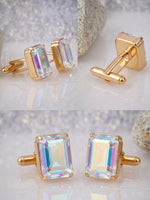 Vibrant AB Crystal Cufflinks – Elegant Gift for Weddings & Special Occasions