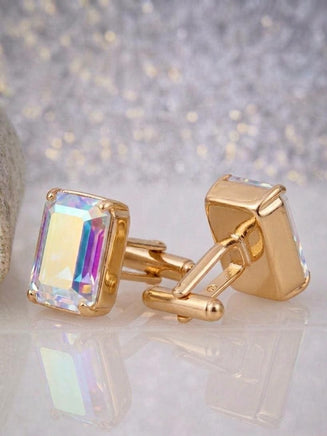 Vibrant AB Crystal Cufflinks – Elegant Gift for Weddings & Special Occasions