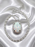 White Opal Gold Necklace & Opal Stud Earrings