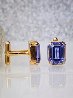 Light Purple Tanzanite Crystal Cufflinks